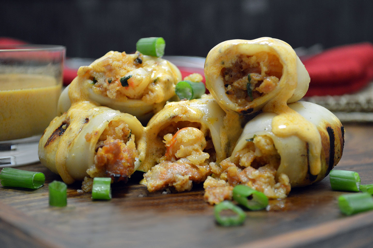 Southwestern Stuffed Calamari with Creamy Chipotle Sauce