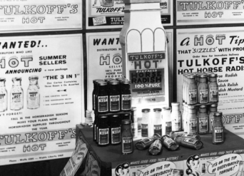 Then still known as Tulkoff's Horseradish Products Co., this early booth display featured its famous horseradish products.