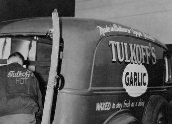 Preparing to ship products in Tulkoff's Garlic Truck.
